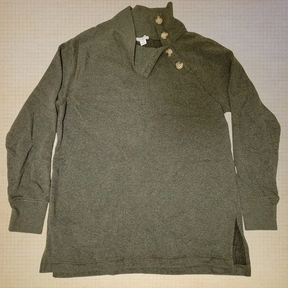 J.Crew Women's XS Button Cowl Neck Sweater Soft Knit Cozy Pullover